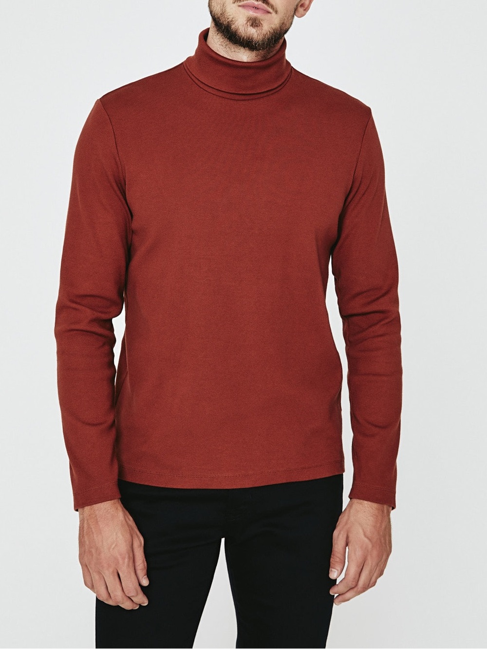 AG Adriano Goldschmeid Canon 100-% CottonRibbed Turtleneck XL Rust Fired Copper